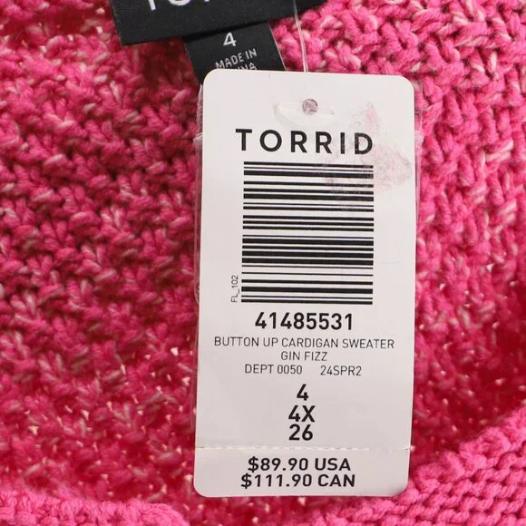 NWT TORRID Pink Chunky Knit Button Up Cardigan Sweater Size 4X - Picture 7 of 11